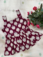 Load image into Gallery viewer, Maroon Lotus - Cotton Frock 0 to 6m