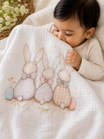 Load image into Gallery viewer, Bamboo Baby Blanket - Three Bunnies