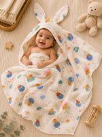 Load image into Gallery viewer, Hello Bunny - Muslin Hooded Baby Towel/Blanket