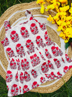 Load image into Gallery viewer, Red Blossom - Cotton Frock 4 - 5 yrs