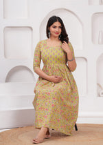 Load image into Gallery viewer, Mustard Bloom : Maternity Feeding Dress