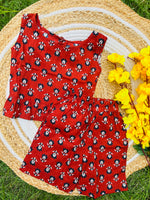 Load image into Gallery viewer, Red Blush - Frill top & Shorts Set 2 - 3yrs