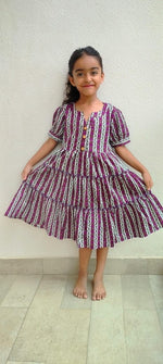 Load image into Gallery viewer, Kids Cotton Dress: Violet Blossom
