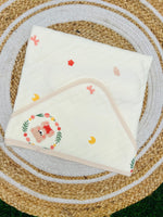 Load image into Gallery viewer, Teddy Rose - Muslin Hooded Baby Blanket