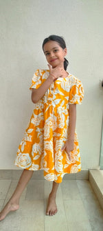 Load image into Gallery viewer, Kids Cotton Dress: Yellow Mellow