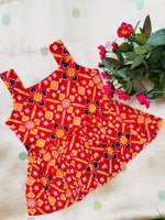 Load image into Gallery viewer, Red Rangoli - Cotton Frock 0 to 6m