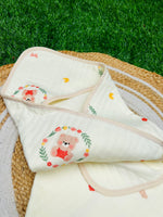 Load image into Gallery viewer, Teddy Rose - Muslin Hooded Baby Blanket