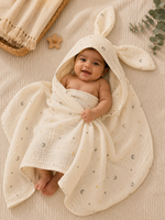 Load image into Gallery viewer, Sky Ray - Muslin Hooded Baby Towel/Blanket