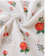 Load image into Gallery viewer, Muslin Baby Swaddle - Bunny Flower