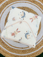 Load image into Gallery viewer, Bunny world - Muslin Hooded Baby Blanket