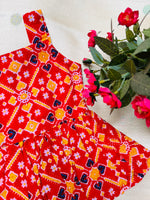 Load image into Gallery viewer, Red Rangoli - Cotton Frock 0 to 6m