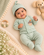 Load image into Gallery viewer, Baby Set - Cardigan, Pant and Cap