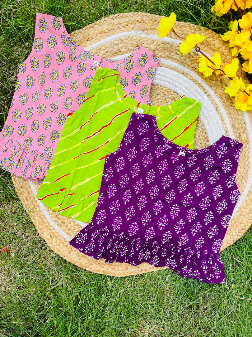 Frill tops 4 - 5yrs (pack of 3)