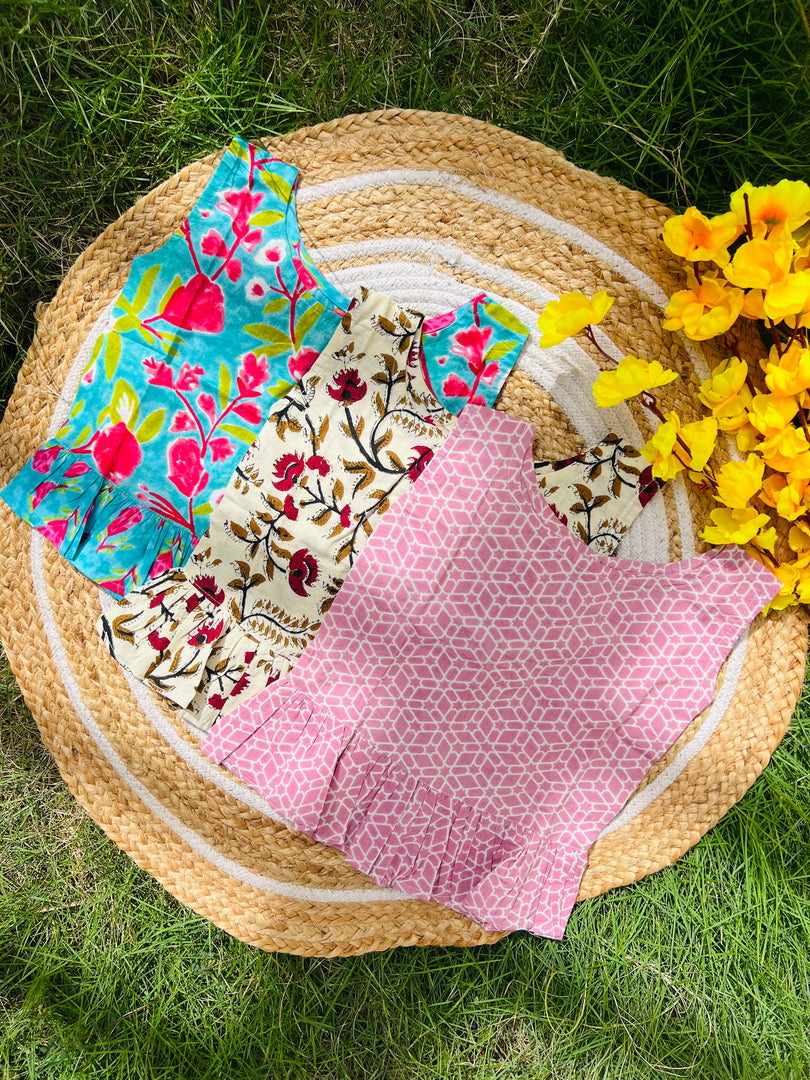 Frill tops Set 2 - 3yrs (pack of 3)
