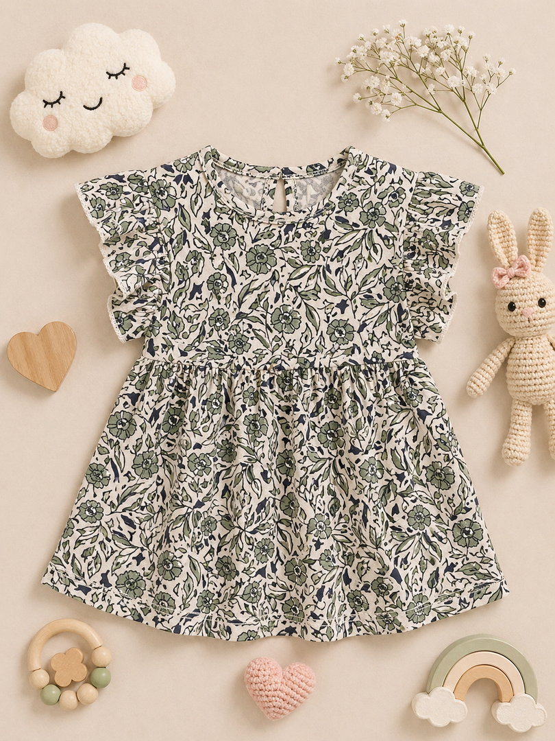 Leafy Garden - Frill Cotton Frock