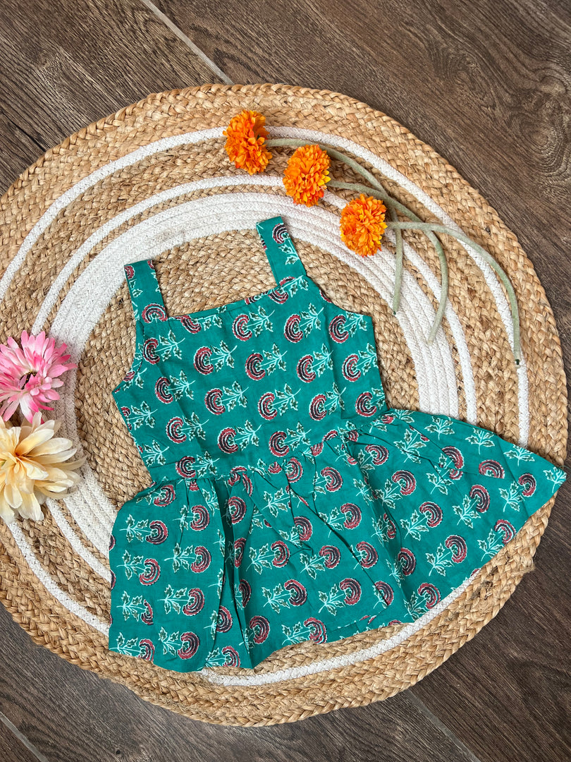 Teal Delight - Cotton Frock 6m to 1 Yr