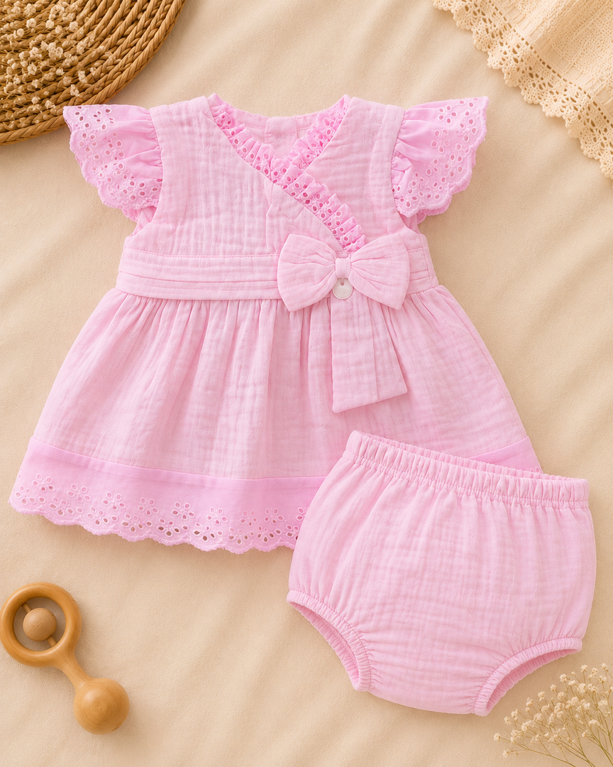 Baby Cotton Dress - Pink Candy
