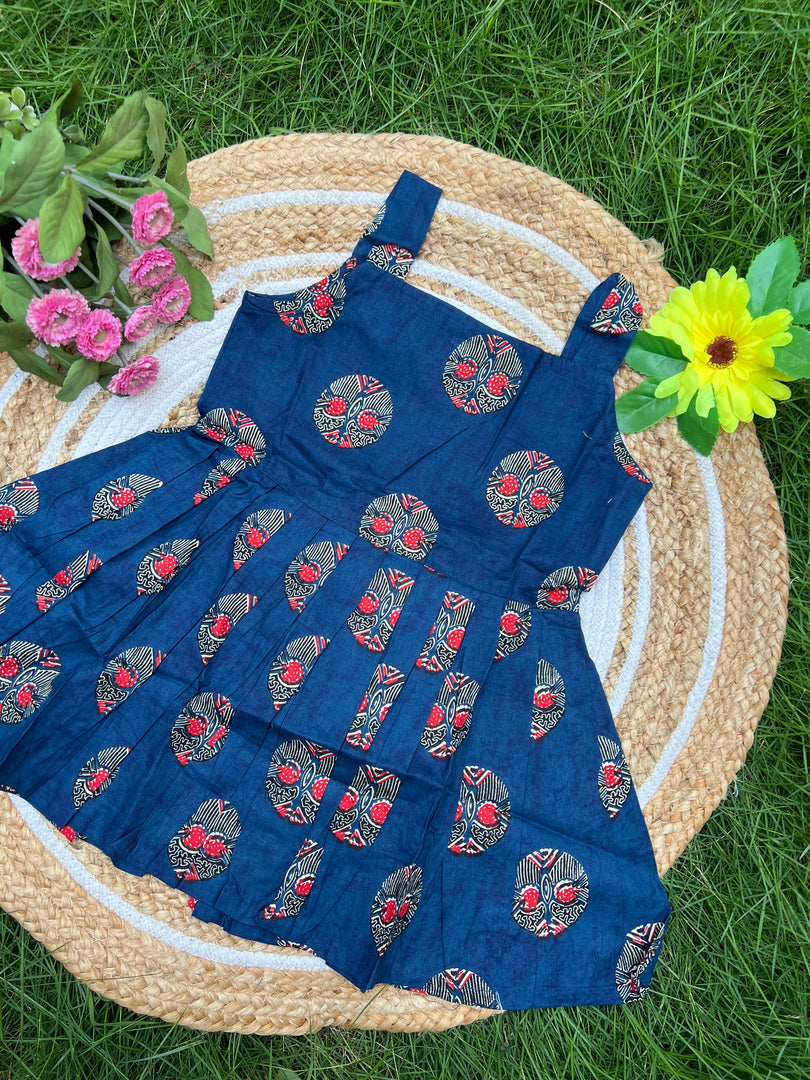 Navy Glow - Cotton Frock 4 - 5 yrs
