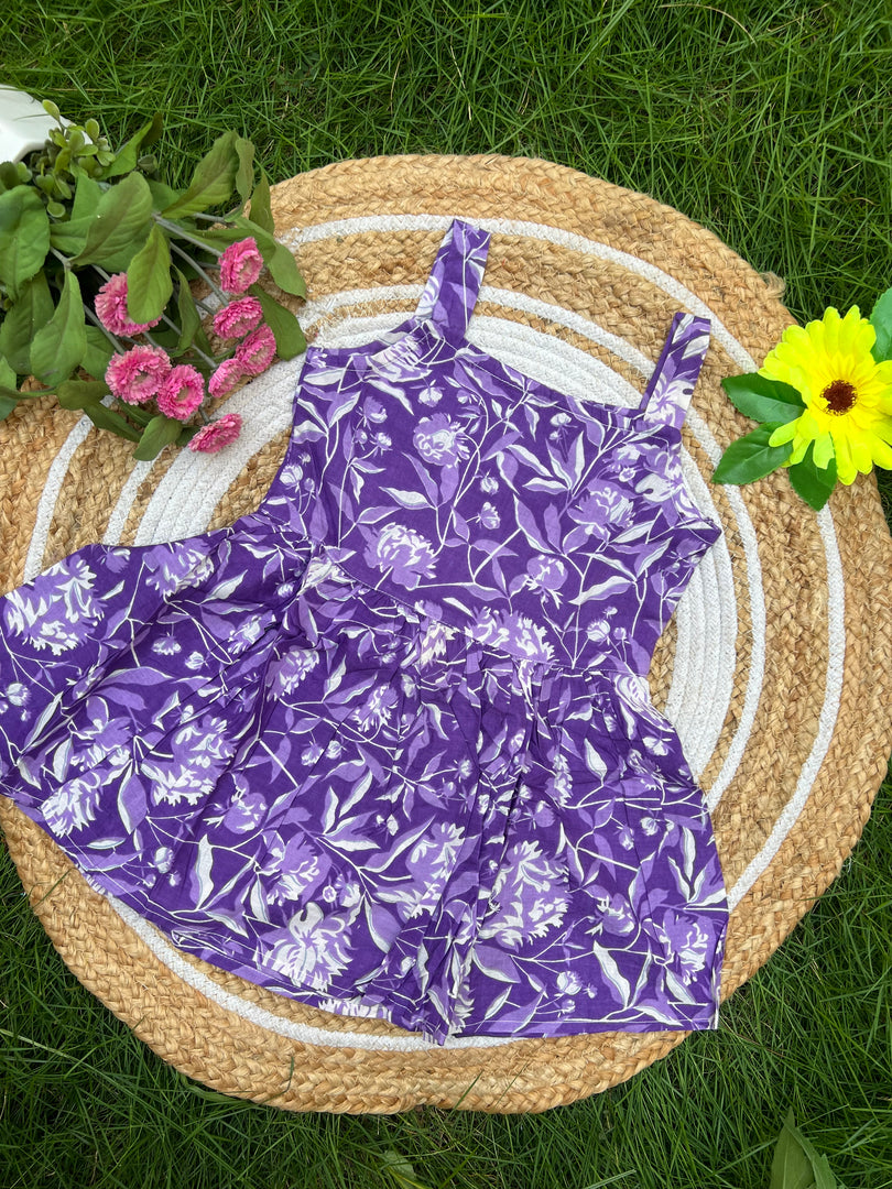 Purple Blossom - Cotton Frock 3 - 4 yrs