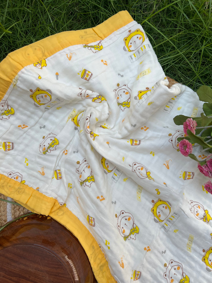 Sunshine Music - Muslin Baby Blanket