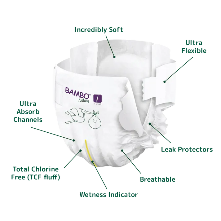 Bambo Nature Chemical Free Tape Diapers - XS (2-4 kgs)