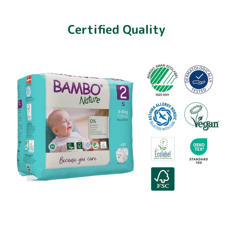 Bambo Nature Chemical Free Tape Diapers - M (4-8 kgs)