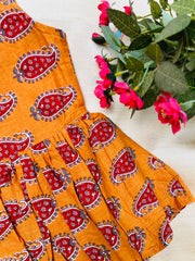 Red Peony - Cotton Frock  1 - 2 yrs