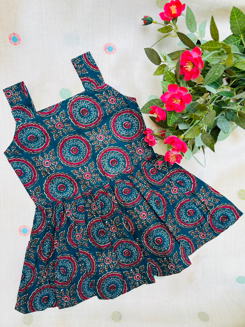 Blue Glitters- Cotton Frock  1 - 2 yrs
