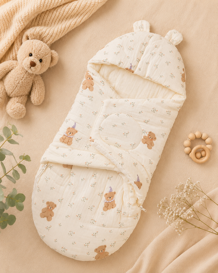 Muslin Sleeping Bag - Happy Bear