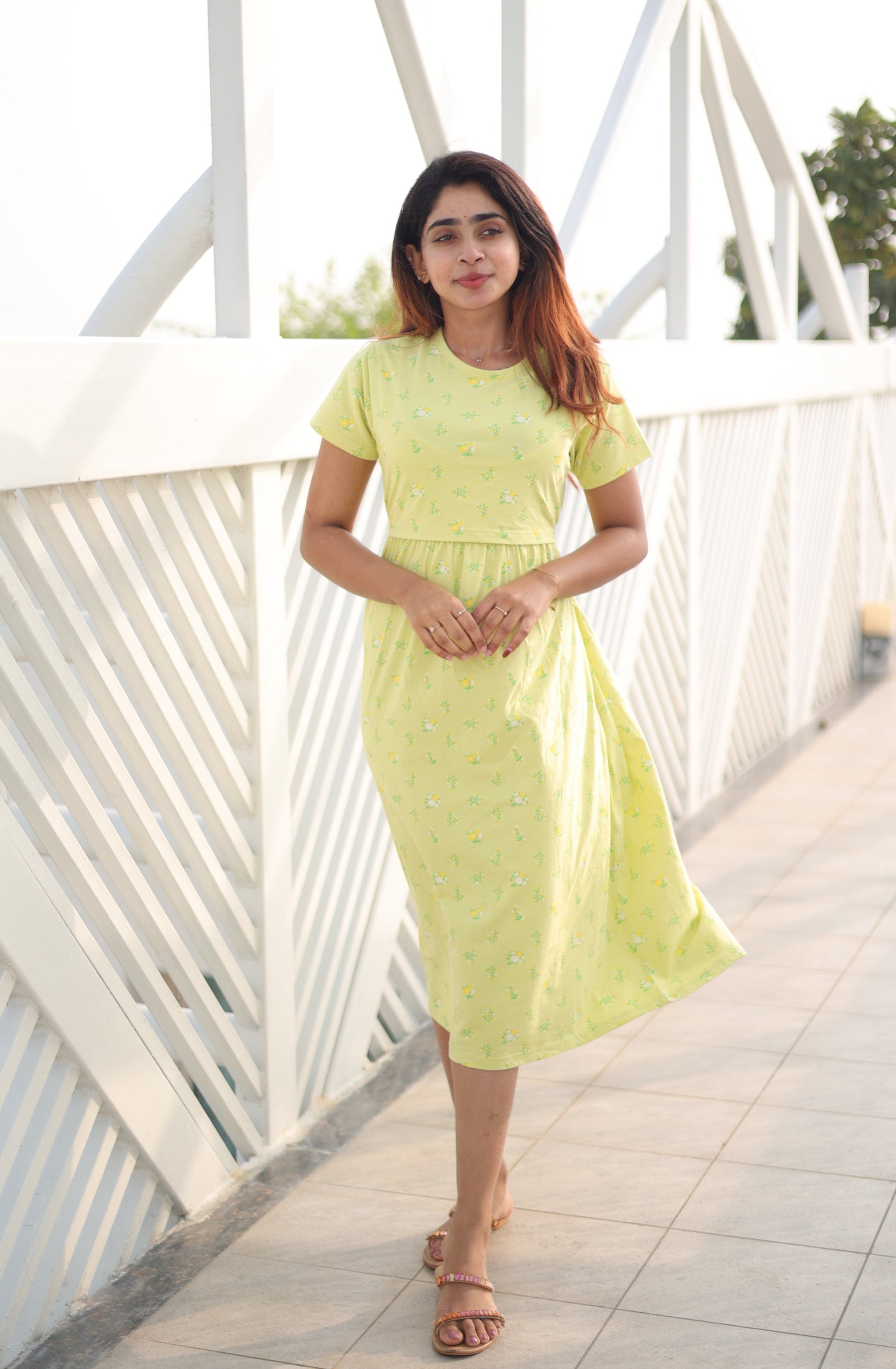 Zipless Maternity Lounge Dress - Sunshine - NARUVE