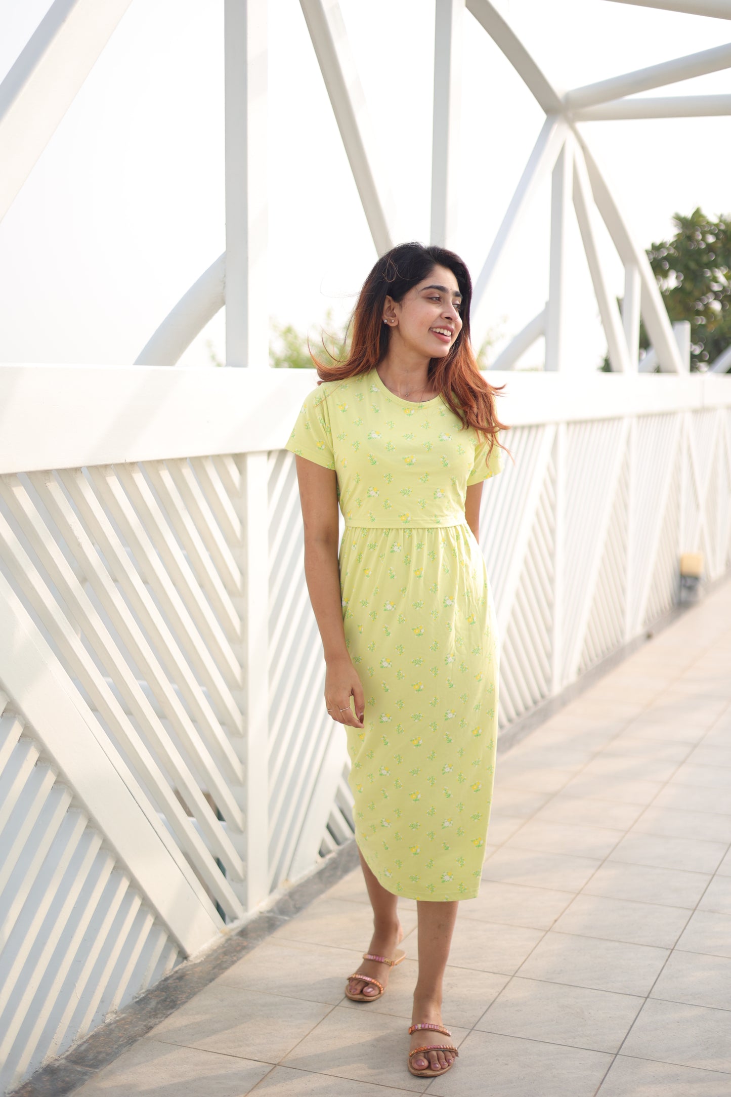 Zipless Maternity Lounge Dress - Sunshine - NARUVE