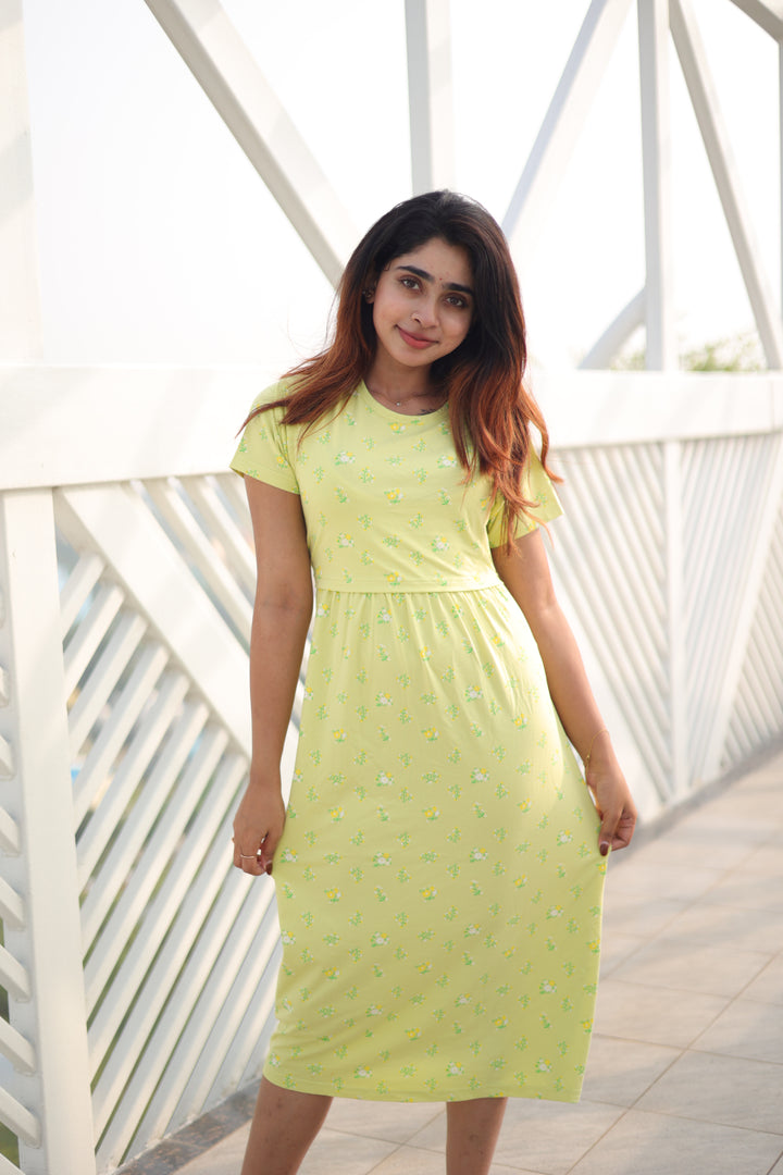 Zipless Maternity Lounge Dress - Sunshine - NARUVE