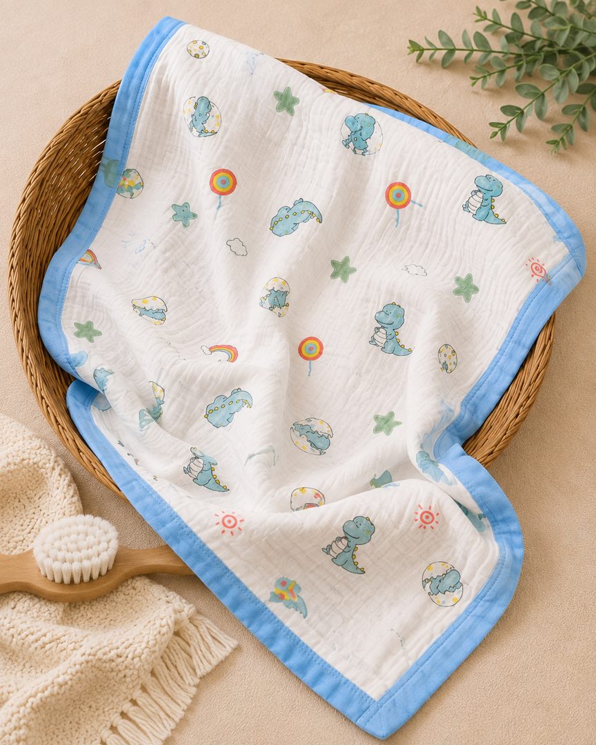 Baby Dino - Muslin Baby Blanket