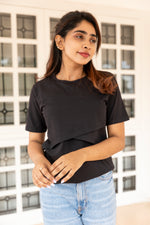 Load image into Gallery viewer, Maternity &amp; Nursing T-Shirts - Black - NARUVE
