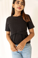 Load image into Gallery viewer, Maternity &amp; Nursing T-Shirts - Black - NARUVE
