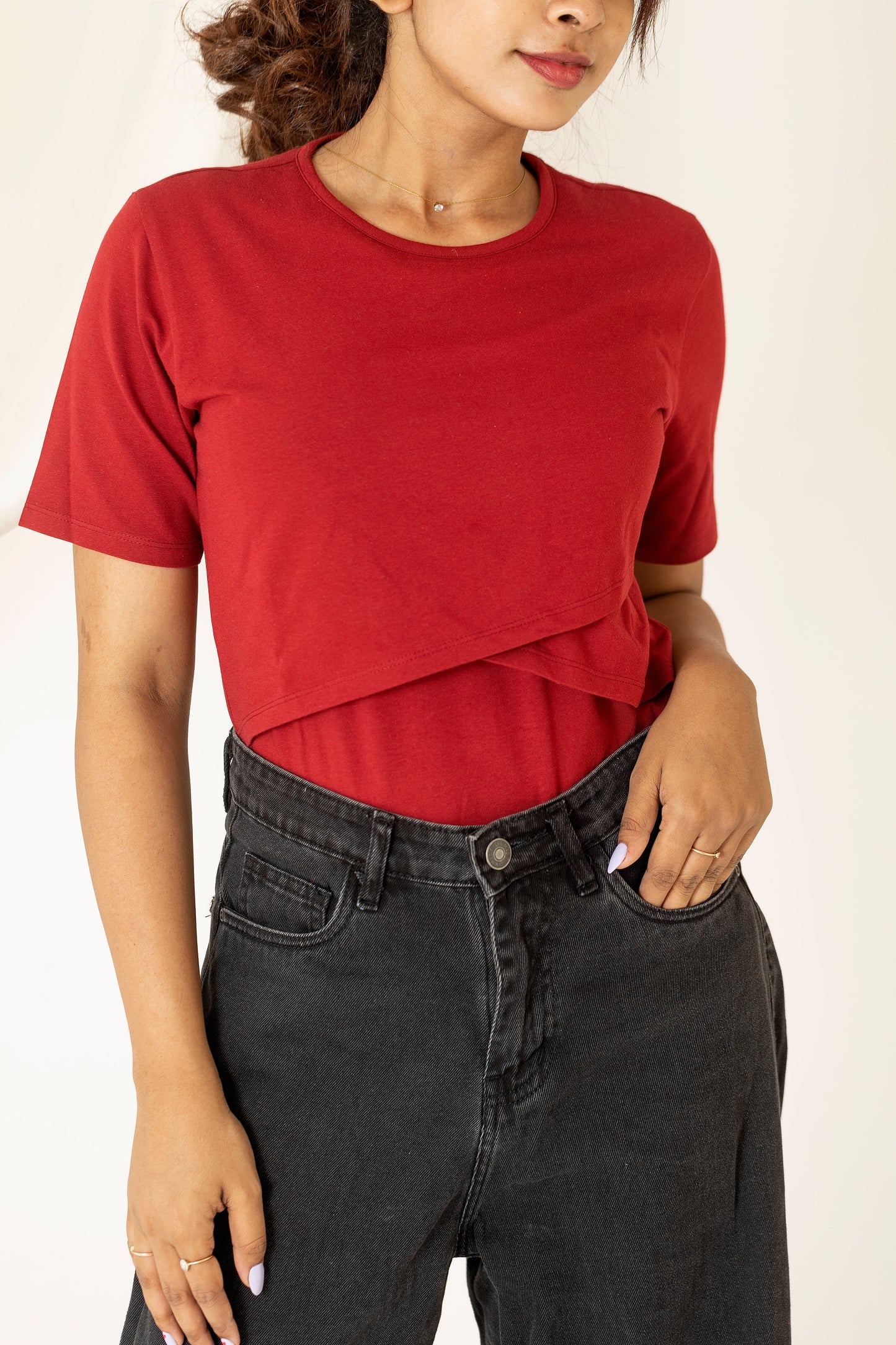 Maternity & Nursing T-Shirts - Red - NARUVE