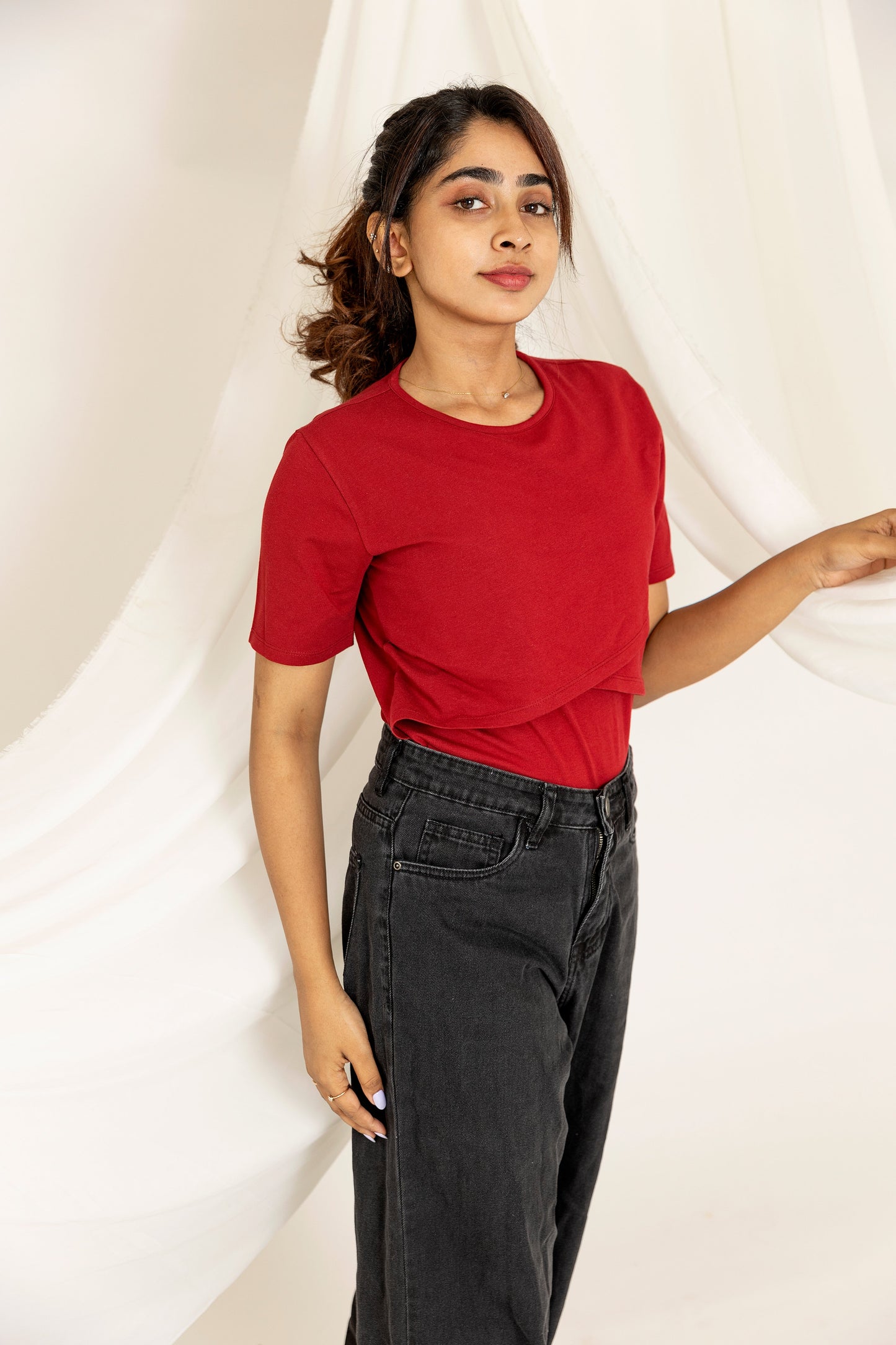 Maternity & Nursing T-Shirts - Red - NARUVE