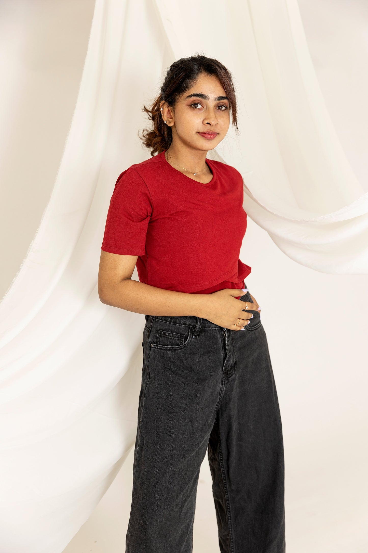 Maternity & Nursing T-Shirts - Red - NARUVE