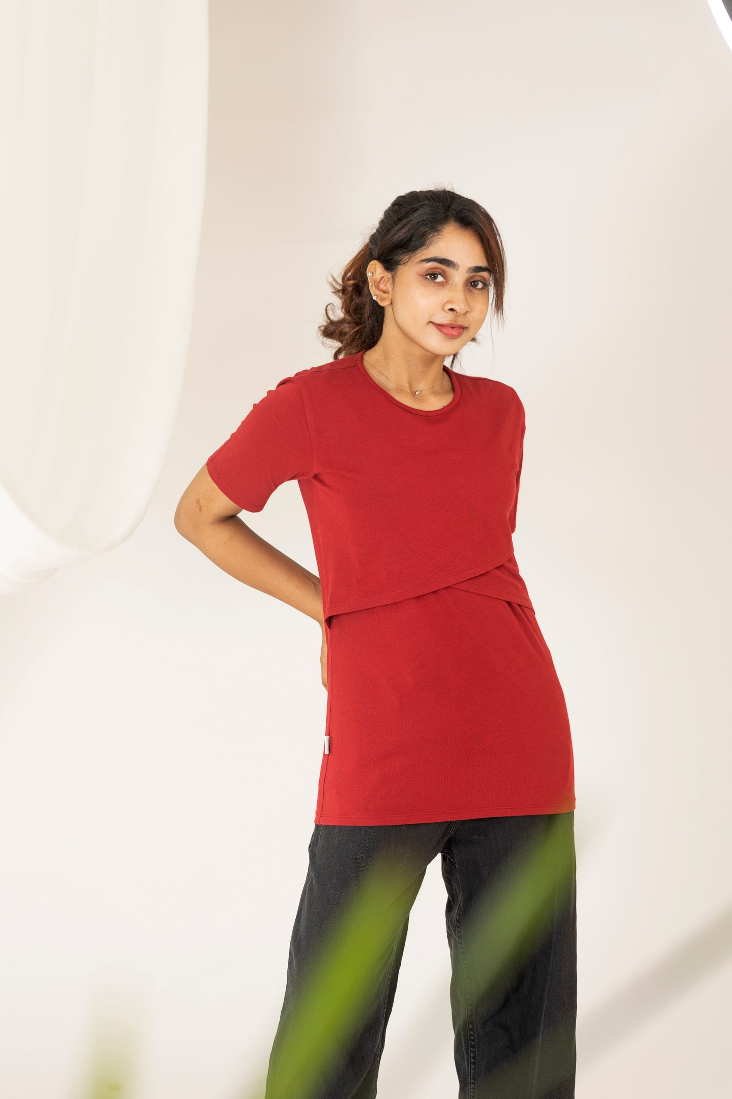 Maternity & Nursing T-Shirts - Red - NARUVE