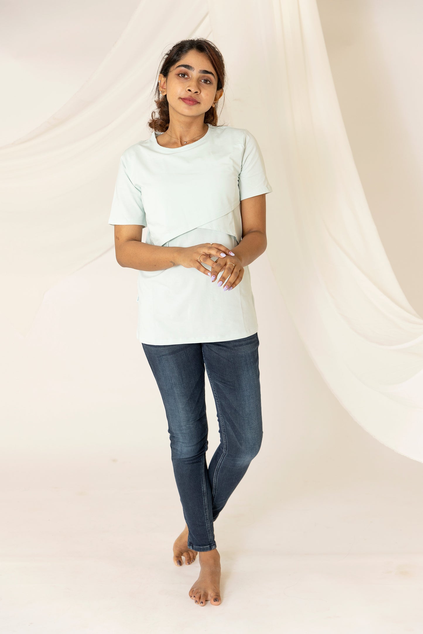 Maternity & Nursing T-Shirts - Aqua Blue - NARUVE