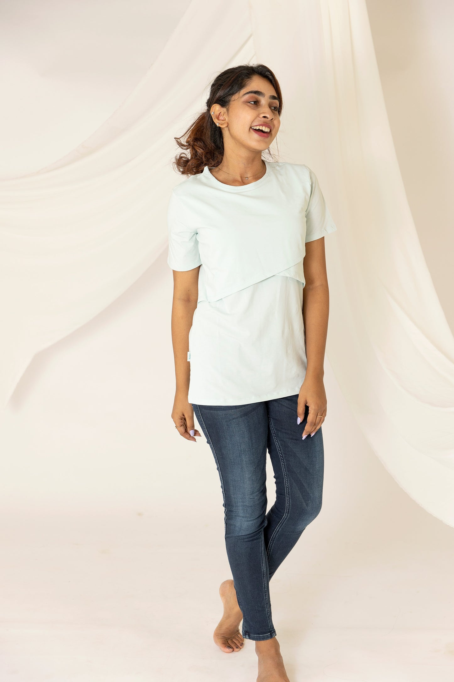 Maternity & Nursing T-Shirts - Aqua Blue - NARUVE