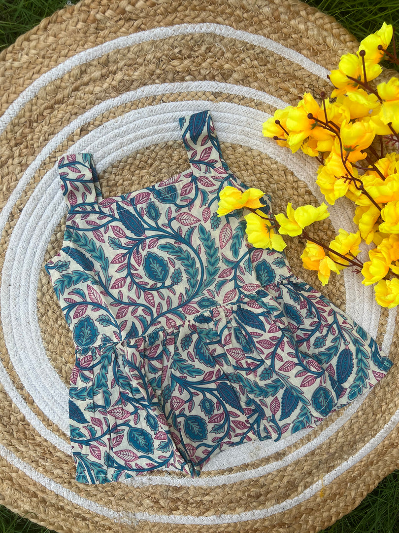 Turquoise Bloom - Cotton Frock 0 to 6m