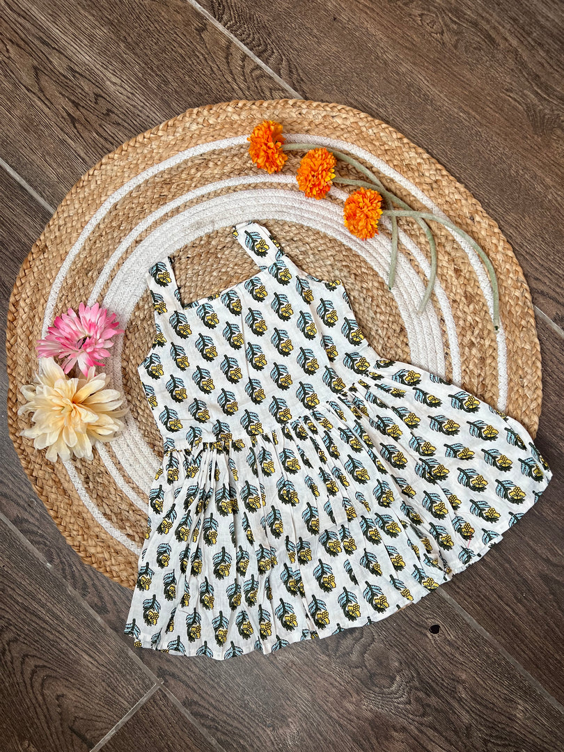 Blue Cream - Cotton Frock 2 - 3 Yrs
