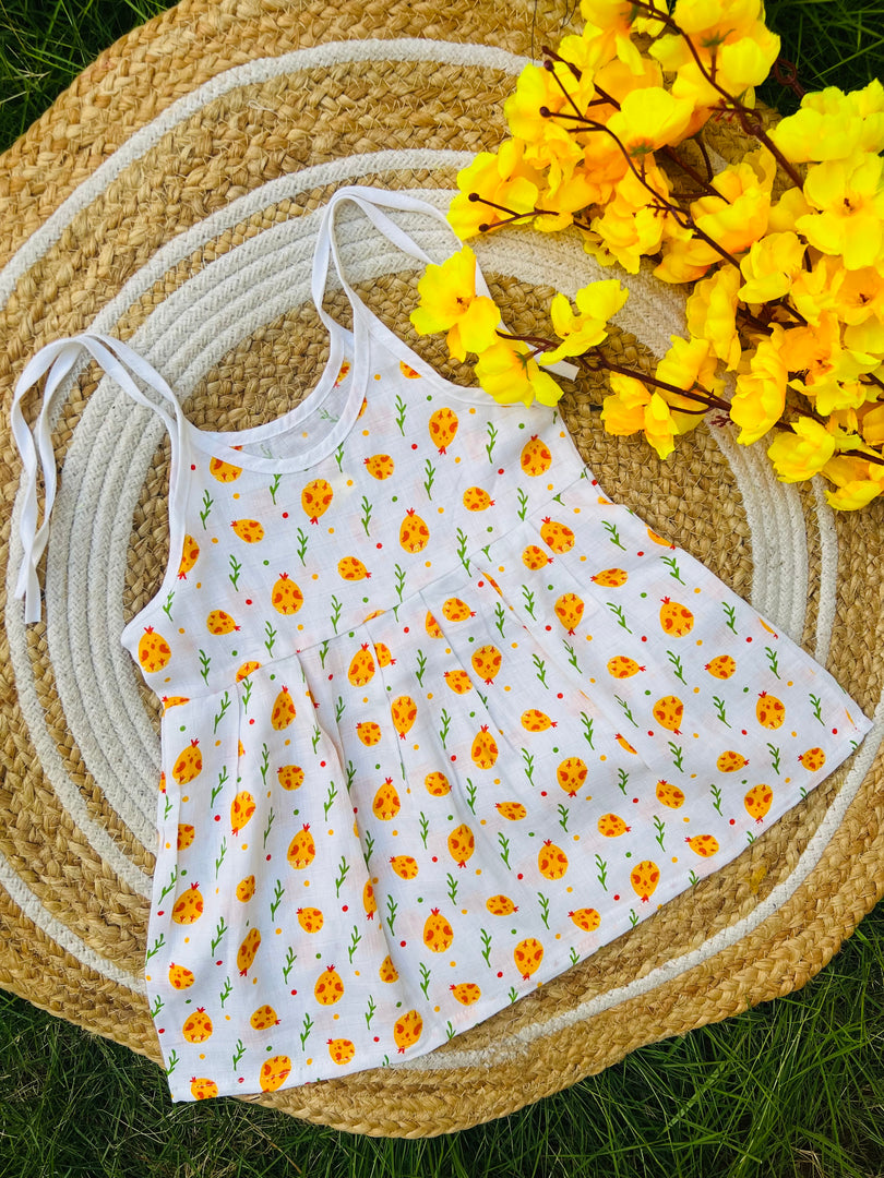 Cute Chickens - Muslin Frock 6 to 12M