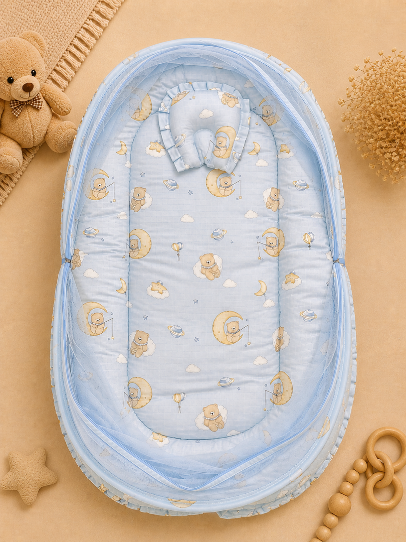 Muslin Net Bed - Blue Bear