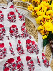 Red Blossom - Cotton Frock 4 - 5 yrs