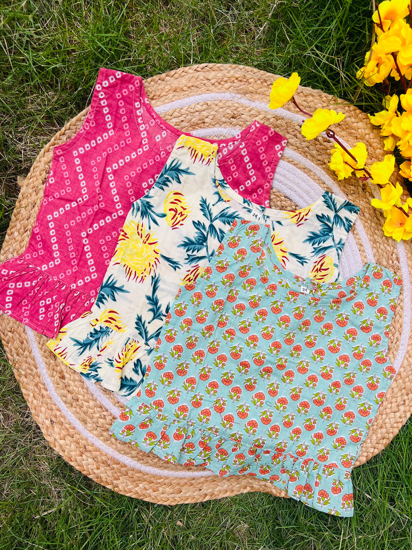 Frill tops 4 - 5yrs (pack of 3)