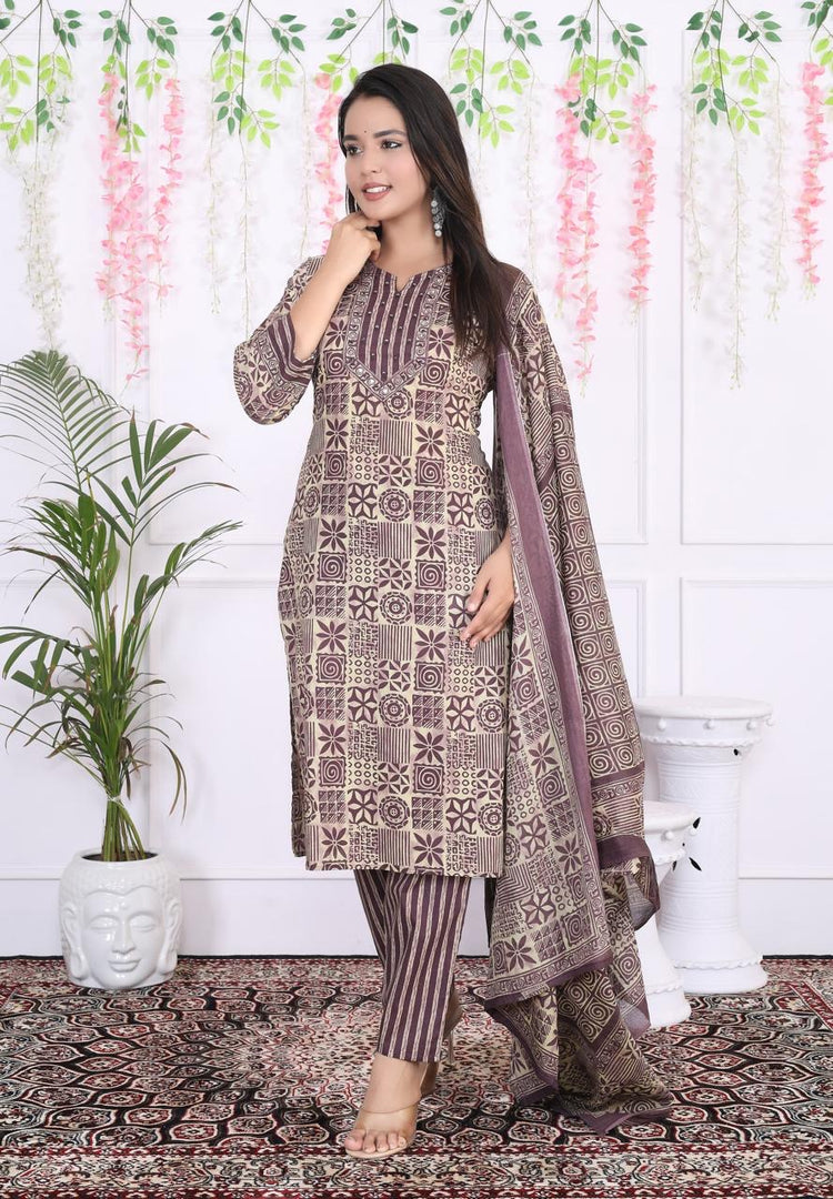 Soft Cotton Kurta Set: Wisteria