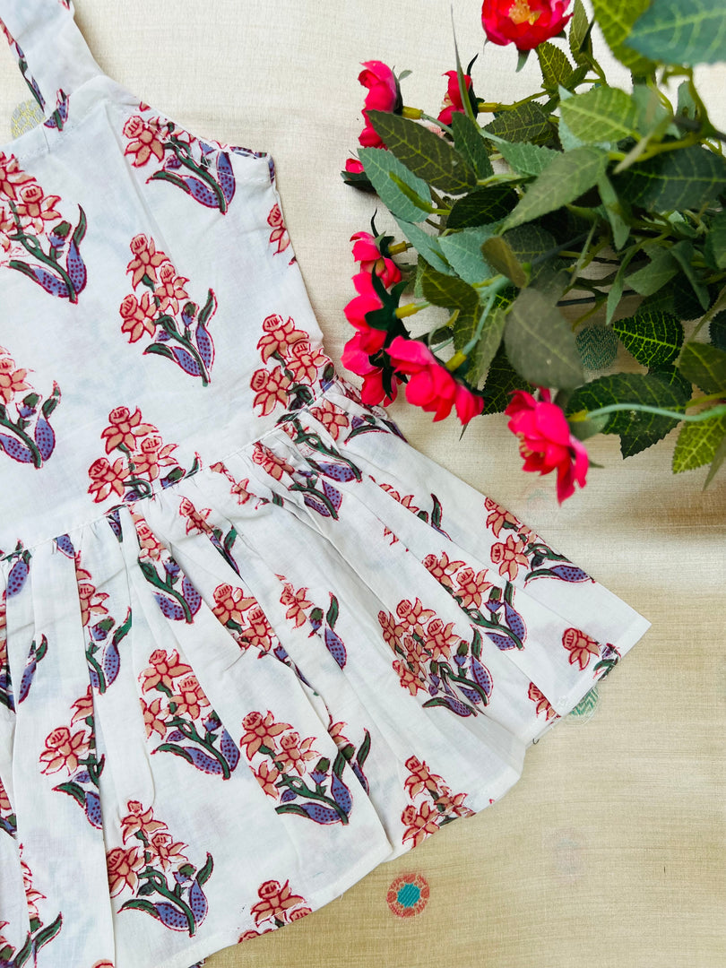 White Buds - Cotton Frock 6m to 1 Yr