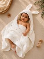 Load image into Gallery viewer, Raindrops - Muslin Hooded Baby Towel/Blanket